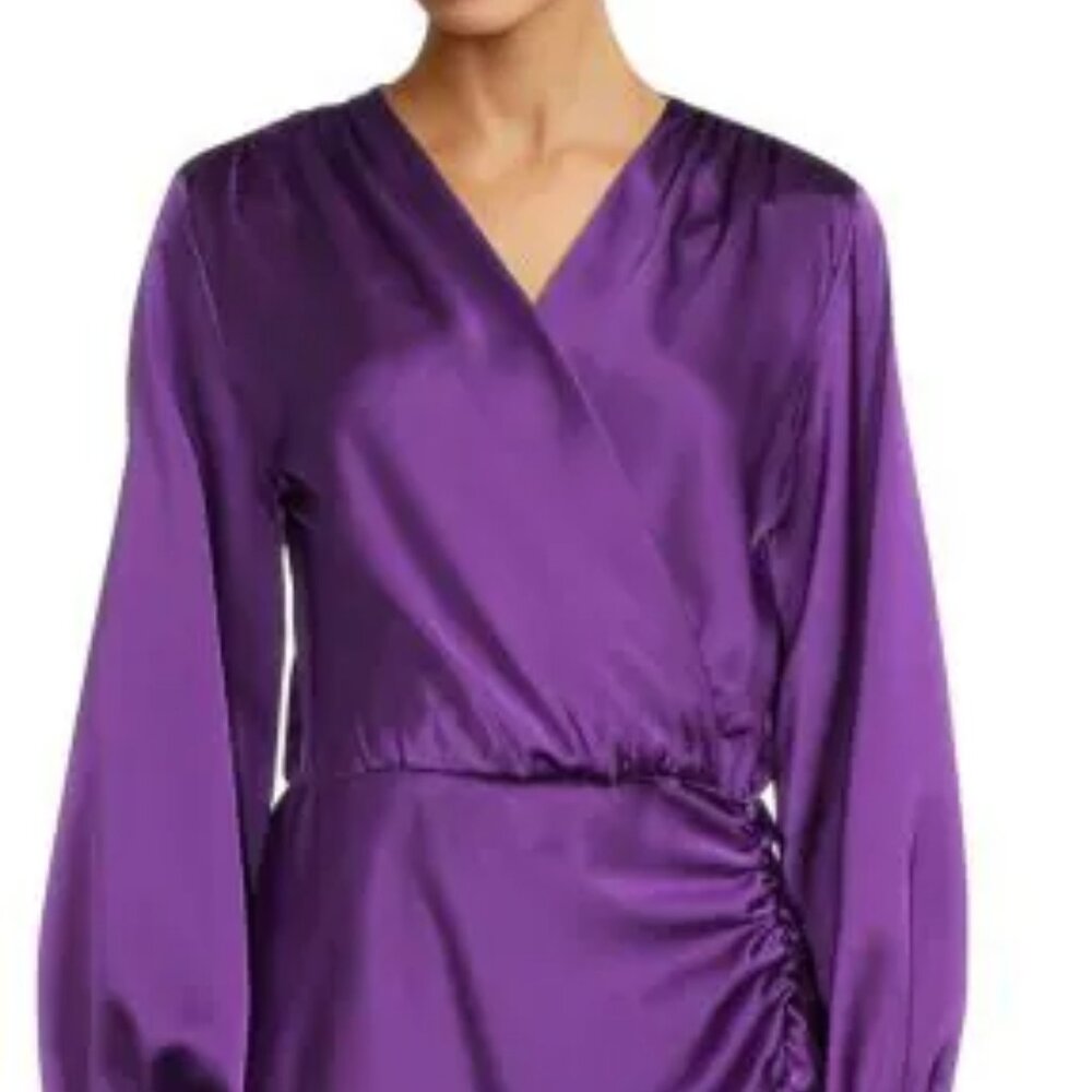 Satin Ruched Dress NWT Purple